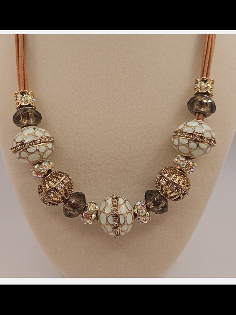 St Thomas Vintage leather + Bead Necklace
